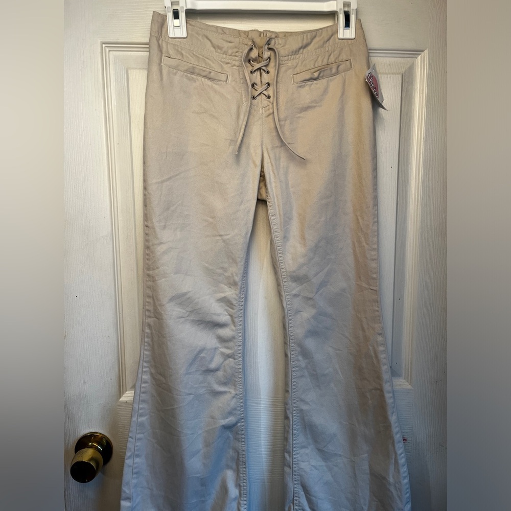 Old navy tan lace up flares
